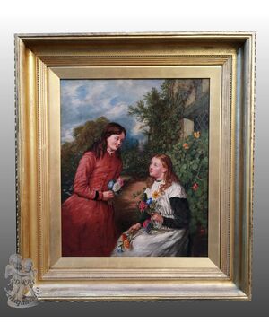 Oil on canvas: mother and child