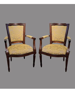 PAIR OF ARMCHAIRS - PIEDMONT - LOUIS XVI