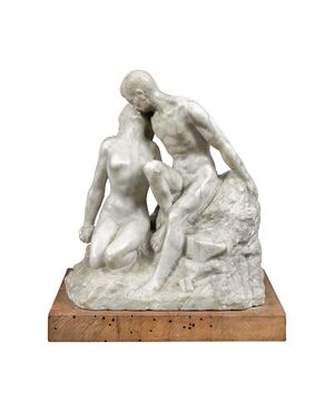 Scultura in marmo bianco - Il bacio. XIX secolo.