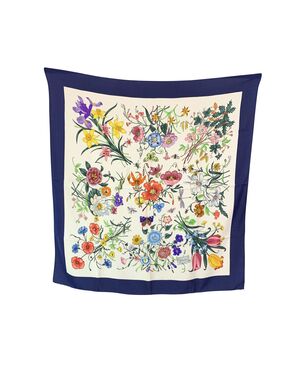 GUCCI Foulard Vintage in Seta Col. Blu Gucci Flora
