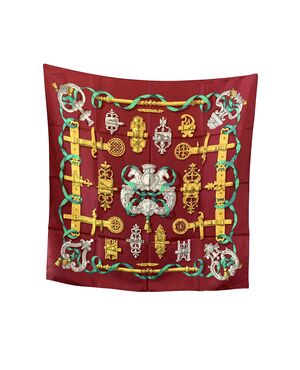 HERMES Foulard Vintage in Seta Col. Bordeaux Ferronnerie