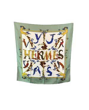 HERMES Foulard Vintage in Seta Col. Verde Carre 90