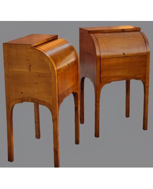 Pair of roll-top bedside tables, Veneto area (probably Vicenza), early 19th century