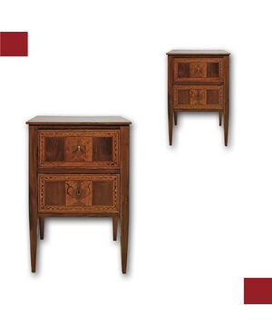 PAIR OF NEOCLASSICAL INLAID BEDSIDE TABLES, LATE 18TH CENTURY