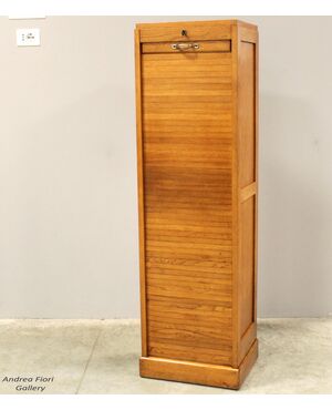 Antico classificatore archivio schedario serranda in rovere