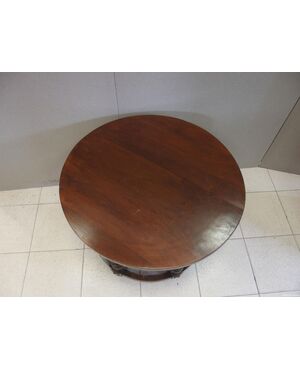 Round walnut coffee table, diameter 79xH59 cm