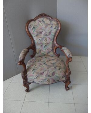 Louis Philippe style walnut armchair, 19th century, dimensions L72xP62xH98 cm