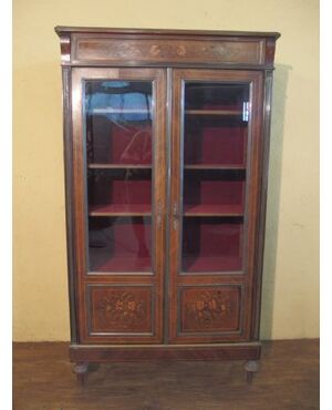 VETRINA A DUE PORTE CON INTARSI STILE NAPOLEONE III cm L94xP36xH163