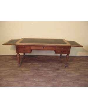 Large walnut desk, center style, Louis Philippe period, 19th century, cm L159xW55xW230