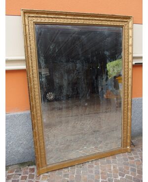 GILDED EMPIRE STYLE FIREPLACE MIRROR, 19TH CENTURY FRANCE, cm W 111xH156