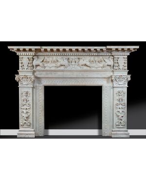 Important neo-Renaissance fireplace, 19th century