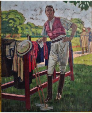 PORTRAIT IN POLO ATTIRE OF PRINCE LÉON RADZIWILL