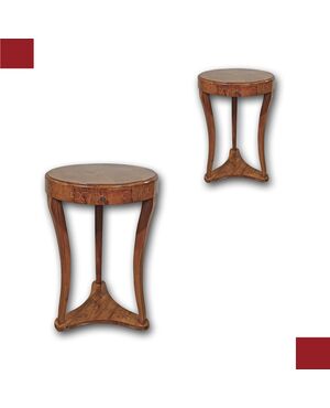 PAIR OF DIRECTOIRE STYLE MARQUETRY TABLES, LATE 18TH CENTURY