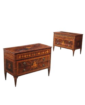 Pair of Lombard Neoclassical Chests of Drawers, Italy, Last Quarter of the 18th Century
