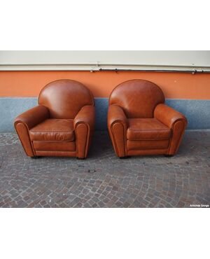 COPIA DI POLTRONE MODELLO CLUB IN PELLE MARRONE EPOCA 900 cm L 98xP85xH90