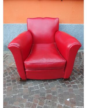 POLTRONA IN PELLE ROSSA VINTAGE MODELLO CLUB EPOCA 900 cm L 85xP85xH75