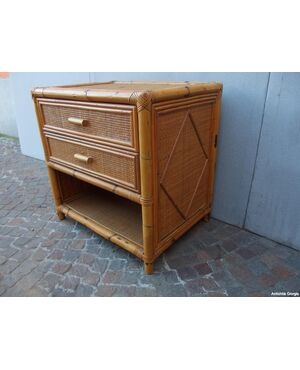 COMODINO IN VIMINI A DUE CASSETTI EPOCA 900