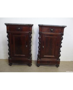 Copy of Louis Philippe mahogany feather bedside tables cm L53xP35xH88