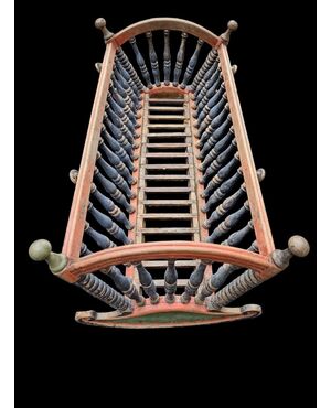 Rare Valsesian cradle in painted wood, 19th century