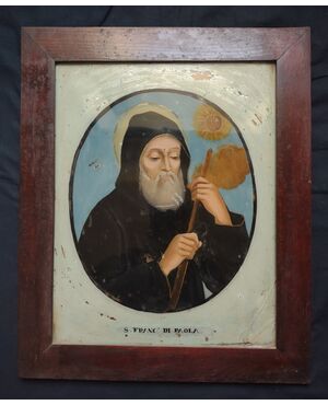 Glass painting depicting Saint Francis of Paola, 18th century