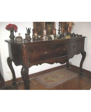 Consolle piemontese in noce intarsiato