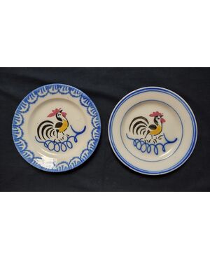 Pair of plates with rooster, Federico and Giuseppe Besio