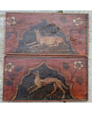 Pair of painted Brescian predellas