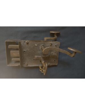 17th century box door lock with original key