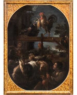 Felice Boselli (Piacenza 1650 - Parma 1732) - Shepherd with flock and game.