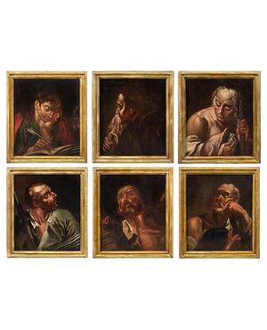 Circle of Giambattista Piazzetta (Venice 1683 - Venice 1754) - Six apostles in half-bust.