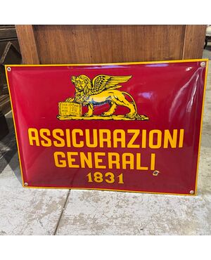 Antique embossed enameled Generali Insurance sign. Dimensions 70 x 50 cm
