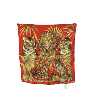 SALVATORE FERRAGAMO Foulard Vintage in Seta Col. Rosso