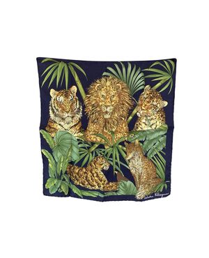 SALVATORE FERRAGAMO Foulard Vintage in Seta Col. Blu