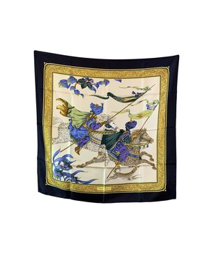 SALVATORE FERRAGAMO Foulard Vintage in Seta Col. Blu