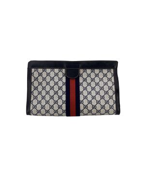 GUCCI Pochette Vintage in Tela Col. Blu Ophidia M