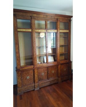 Walnut burl bookcase
