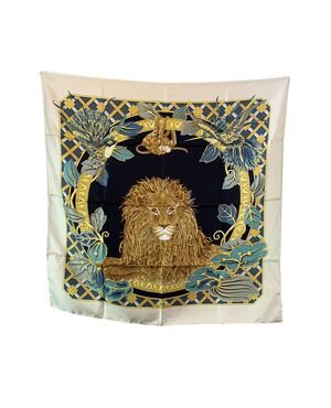 SALVATORE FERRAGAMO Foulard Vintage in Seta Col. Beige