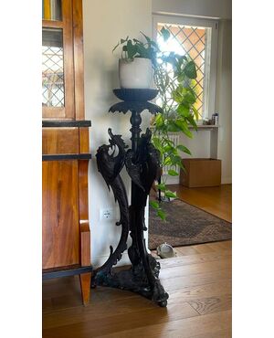 Ebonized Wood Side Table with Dragons: A 19th Century Treasure