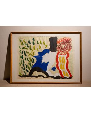 Virgilio Guidi (Rome, April 4, 1891 – Venice, January 7, 1984) painting from 1958, signed and with authentication by his daughter signed on the back.