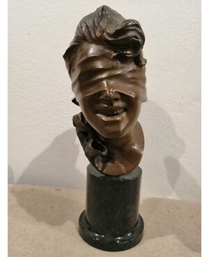 Neapolitan bronze from the late 19th century depicting Fortune