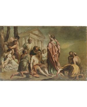 San Pietro guarisce lo storpio - Scuola italiana XVIII secolo - olio su tela