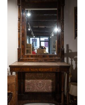 Grande consolle con specchiera e piano in marmo - Carlo X primi '800 - restauri necessari
