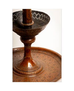 Finely crafted Middle Eastern copper candlestick. 19th century