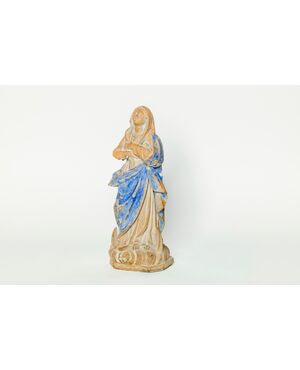 Madonna in terracotta con policromia originale - XVIII secolo