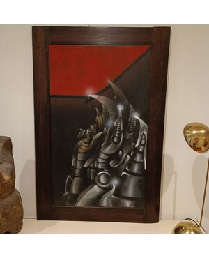 Pittura Brutalista anni '60/70 su tela : arte moderna