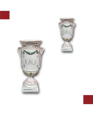 PAIR OF PAINTED PORCELAIN VASES FIRST HALF OF THE 19TH CENTURY