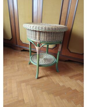 Woven straw coffee table