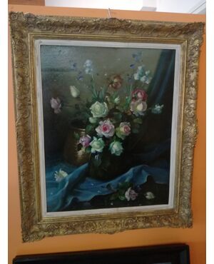 Signed painting with flowers