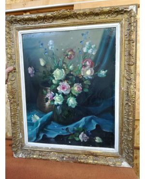 Signed painting with flowers