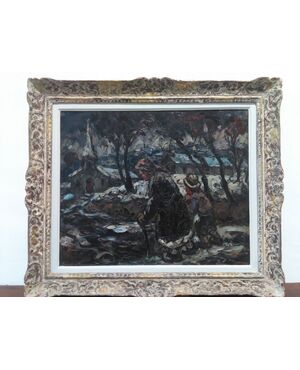 PAESAGGIO INNEVATO  CON PERSONAGGI